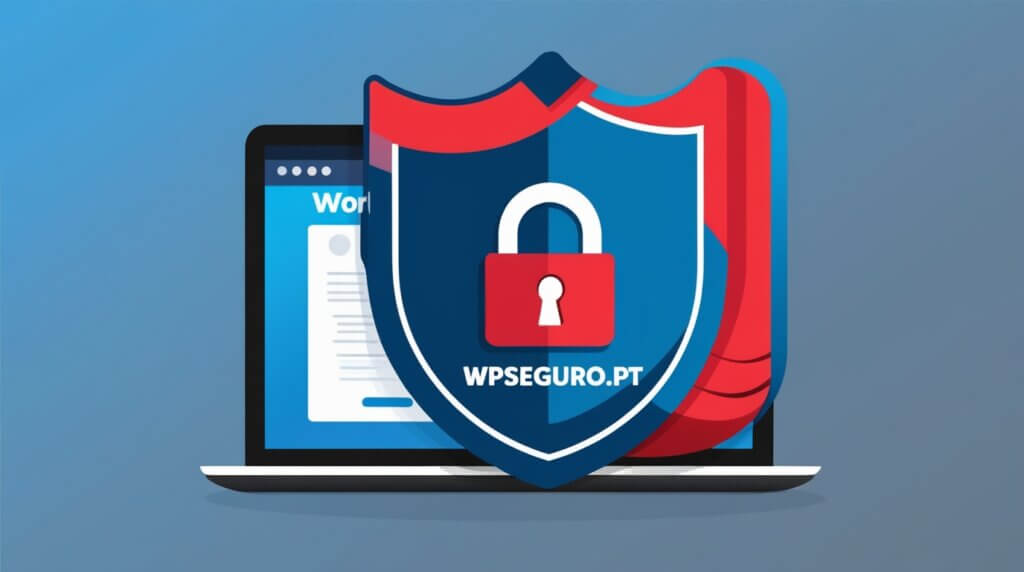 Representação de segurança em WordPress com um escudo e cadeado.